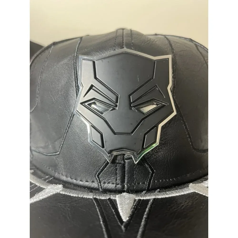 Cosplay!!! Faux Leather Marvel Black Panther Movie Fan Snapback Cap [Adjustable]